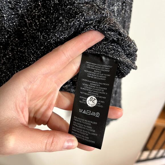 Anthropologie Pilcro Gray Shiny Open Weave Sweater - Picture 4 of 5